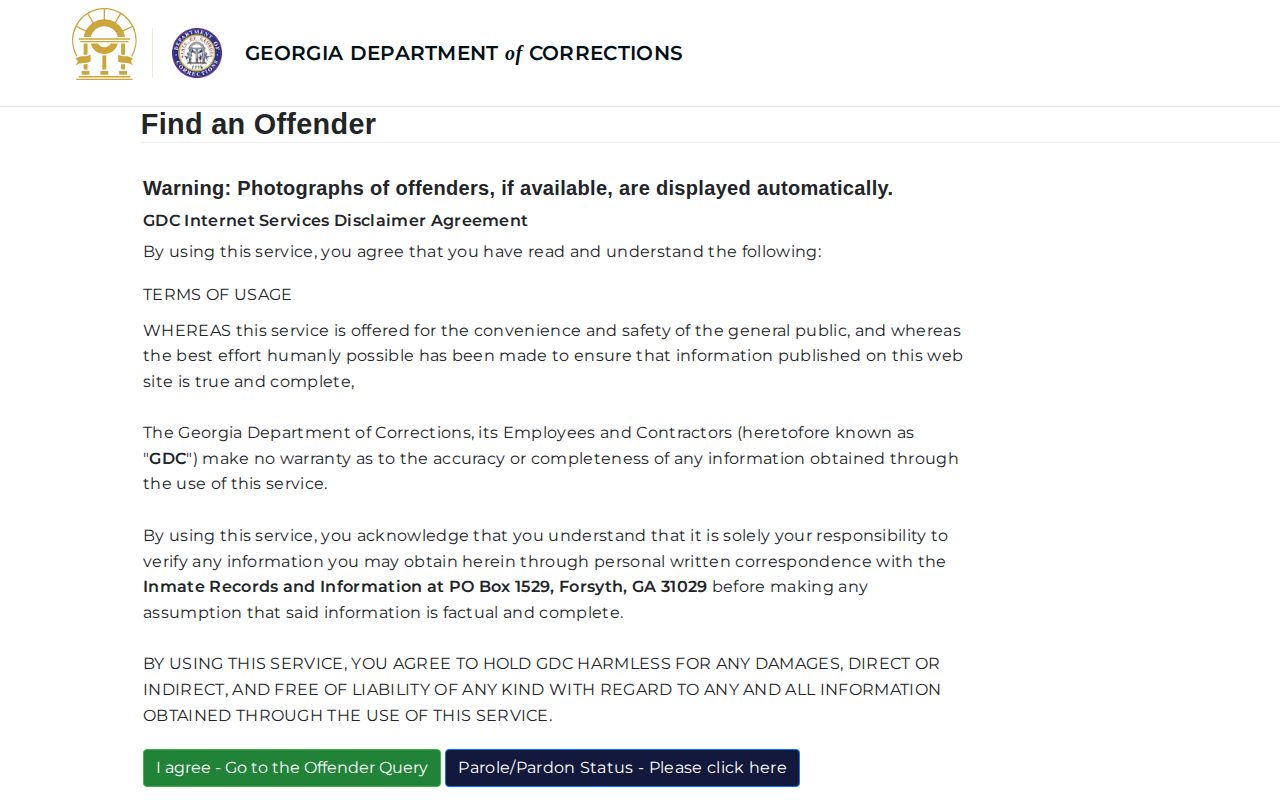 Georgia GDC offender search for Miller County released inmates