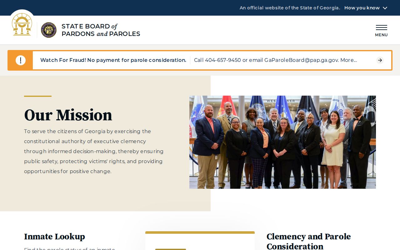 Miller County parole record access through the Georgia Parole Board homepage